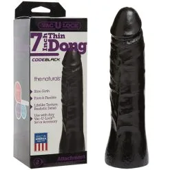 7 Inch Thin Dong Code Black – Gode Vac-U-Lock – Doc Jonhson
