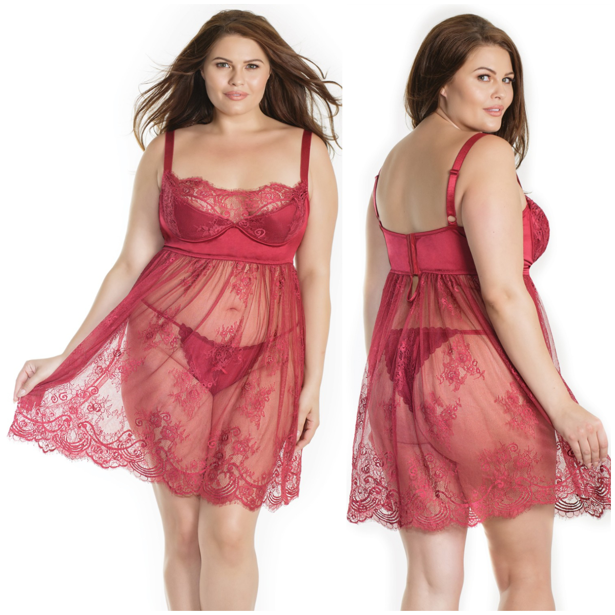 Babydoll Et String – 7202X – Grande Taille – Coquette 1 Babydoll Et String – 7202X – Grande Taille – Coquette