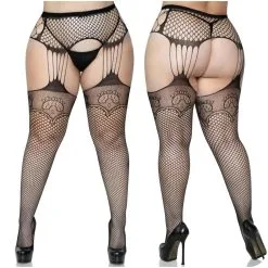 Bas En Filet Et Porte-Jaretelles – 1063X – Grande Taille – Leg Avenue