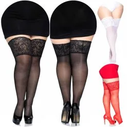 Bas En Nylon Avec Dentelle – Haut De Cuisse – 9750Q – Taille Plus – Leg Avenue