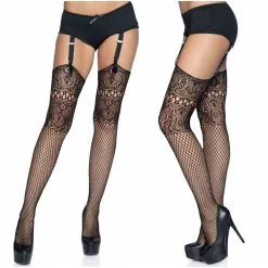 Bas En Résille Avec Haut En Dentelle – Adeline- 9901 – Leg Avenue