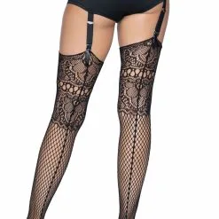 Bas En Résille Avec Haut En Dentelle – Adeline- 9901 – Leg Avenue -Pour couple boutique Bas en Resille avec Haut en Dentelle Adeline 9901 Leg Avenue 3 scaled 1