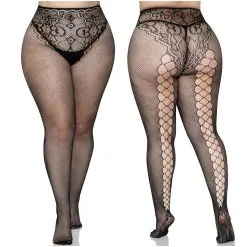 Collant En Résille Allegra Avec Couture Arrière – 9282X – Grande Taille – Leg Avenue