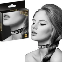 Collier Fetish SLAVE En Cuir Avec Strass – Bijoux Pour Toi