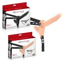 Double Strap-On Vibrating – Harnais Pour Elle Vibrant Rechargeable – FetishTentation