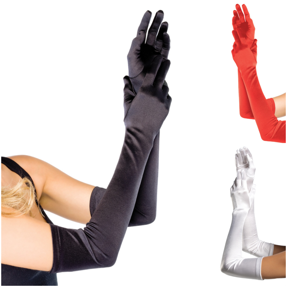 Gants En Satin – 16B – Leg Avenue 1 Gants En Satin – 16B – Leg Avenue