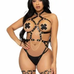 Harnais Teddy Avec Chaînes Et Coeur – 4038 – Leg Avenue -Pour couple boutique Harnais Teddy avec Chaines et Coeur 4038 Leg Avenue 4