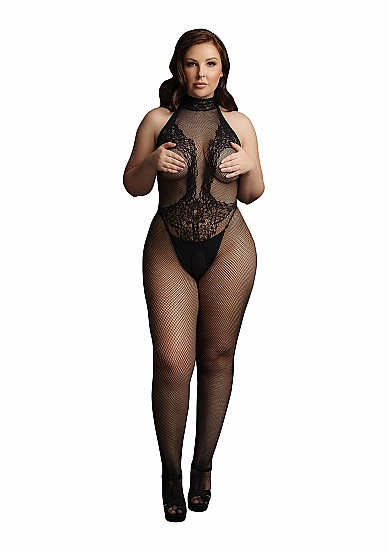 High Neck Fishnet And Lace Bodystocking – 026X – Grande Taille – Le Désir 2 High Neck Fishnet And Lace Bodystocking – 026X – Grande Taille – Le Désir – Image 2