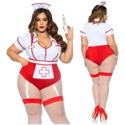 Infirmière Sexy En Vynile – Costume – 87086X – Grande Taille – Leg Avenue