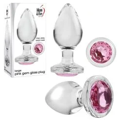 Large Pink Gem Glass Plug – Plug Anale En Verre Avec Bijou Rose – Adam & Eve