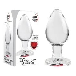 Large Red Heart Gem Glass Plug – Plug Anale En Verre Avec Bijou En Coeur – Adam & Eve