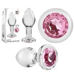 Medium Pink Gem Glass Plug – Plug Anale En Verre Avec Bijou Rose – Adam & Eve