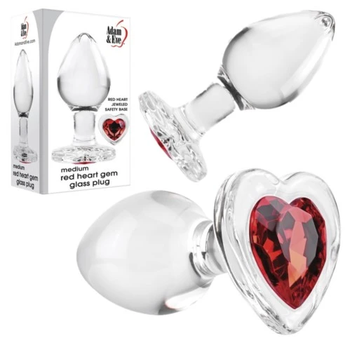Medium Red Heart Gem Glass Plug – Plug Anale En Verre Avec Bijou En Coeur – Adam & Eve 1 Medium Red Heart Gem Glass Plug – Plug Anale En Verre Avec Bijou En Coeur – Adam & Eve