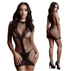 Mini Net Dress With Opaque V Shape – 015 – Le Désir