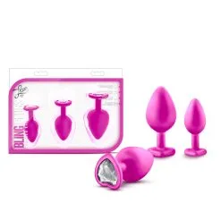 Pink Bling Plugs Training Kit – Luxe – Ensemble De Plug Anale Avec Bijou – Blush