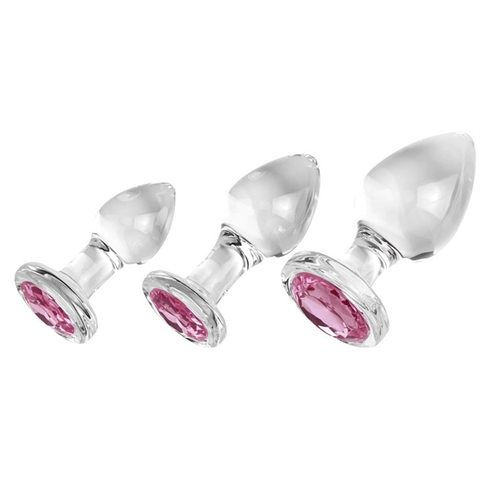Pink Gem Glass Plug Set – Ensemble De Plugs Anales En Verre Avec Bijou Rose – Adam & Eve 6 Pink Gem Glass Plug Set – Ensemble De Plugs Anales En Verre Avec Bijou Rose – Adam & Eve – Image 6