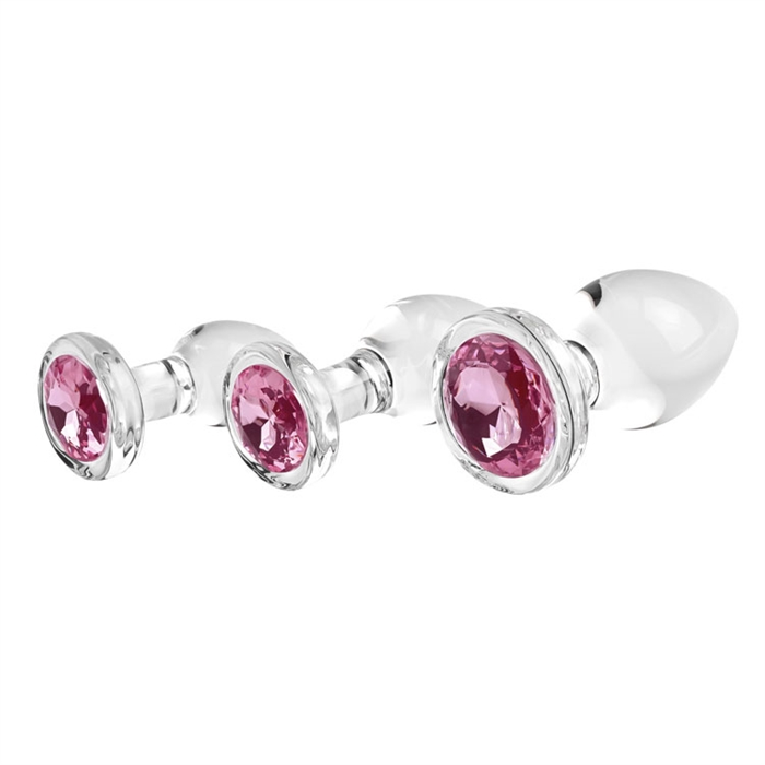 Pink Gem Glass Plug Set – Ensemble De Plugs Anales En Verre Avec Bijou Rose – Adam & Eve 4 Pink Gem Glass Plug Set – Ensemble De Plugs Anales En Verre Avec Bijou Rose – Adam & Eve – Image 4