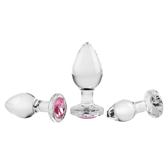 Pink Gem Glass Plug Set – Ensemble De Plugs Anales En Verre Avec Bijou Rose – Adam & Eve 3 Pink Gem Glass Plug Set – Ensemble De Plugs Anales En Verre Avec Bijou Rose – Adam & Eve – Image 3