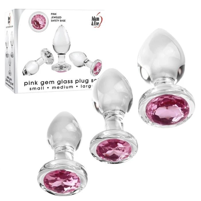Pink Gem Glass Plug Set – Ensemble De Plugs Anales En Verre Avec Bijou Rose – Adam & Eve 1 Pink Gem Glass Plug Set – Ensemble De Plugs Anales En Verre Avec Bijou Rose – Adam & Eve