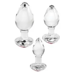 Red Heart Gem Glass Plug Set – Ensemble De Plugs Anales En Verre Avec Bijou En Coeur – Adam & Eve -Pour couple boutique Red Heart Gem Glass Plug Set Ensemble de Plugs Anales en Verre avec Bijou en Coeur Adam Eve 2 1