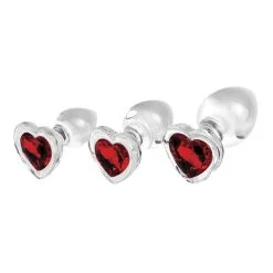 Red Heart Gem Glass Plug Set – Ensemble De Plugs Anales En Verre Avec Bijou En Coeur – Adam & Eve -Pour couple boutique Red Heart Gem Glass Plug Set Ensemble de Plugs Anales en Verre avec Bijou en Coeur Adam Eve 3