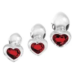 Red Heart Gem Glass Plug Set – Ensemble De Plugs Anales En Verre Avec Bijou En Coeur – Adam & Eve -Pour couple boutique Red Heart Gem Glass Plug Set Ensemble de Plugs Anales en Verre avec Bijou en Coeur Adam Eve 4