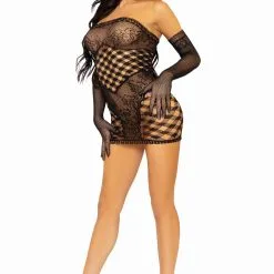 Robe En Résille Et Dentelle – 86136 – Leg Avenue -Pour couple boutique Robe en Resille et Dentelle 86136 Leg Avenue 4 1