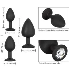 Silicone Gems Anal Kit – Ensemble De Plugs Anales Avec Bijoux – California Exotics -Pour couple boutique Silicone Gems Anal Kit Ensemble de Plugs Anales avec Bijoux California Exotics 7