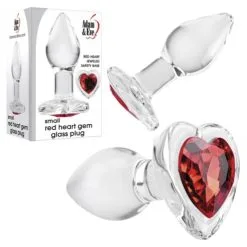 Small Red Heart Gem Glass Plug – Plug Anale En Verre Avec Bijou En Coeur – Adam & Eve
