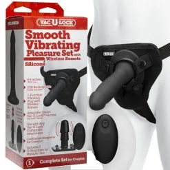 Smooth Vibrating Pleasure Set Silicone – Harnais Vac-U-Lock – Doc Jonhson