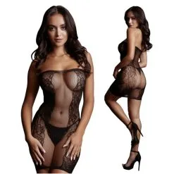 Strapples Mini Dress With Fishnet Lace Pattern – 025 – Le Désir