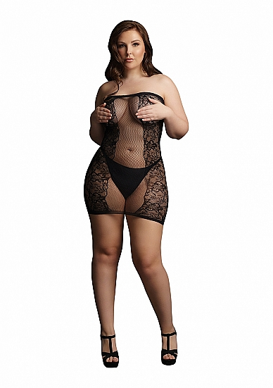 Strappless Fishnet And Lace Mini Dress – 025X – Le Désir 2 Strappless Fishnet And Lace Mini Dress – 025X – Le Désir – Image 2