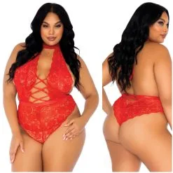 Teddy Sans Entrejambe En Dentelle Florale – 89245X – Grande Taille – Leg Avenue