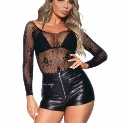 Teddy à Manches Longues Skull-n-Crossbones – 81956 – Leg Avenue -Pour couple boutique Teddy a Manches Longues Skull n Crossbones 81956 Leg Avenue 5 1