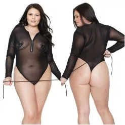 Teddy En Mesh Et Dentelle – 20406X – Grande Taille Coquette