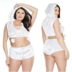 Top Court Et Booty Short En Velours – 3878X – Grande Taille – Coquette