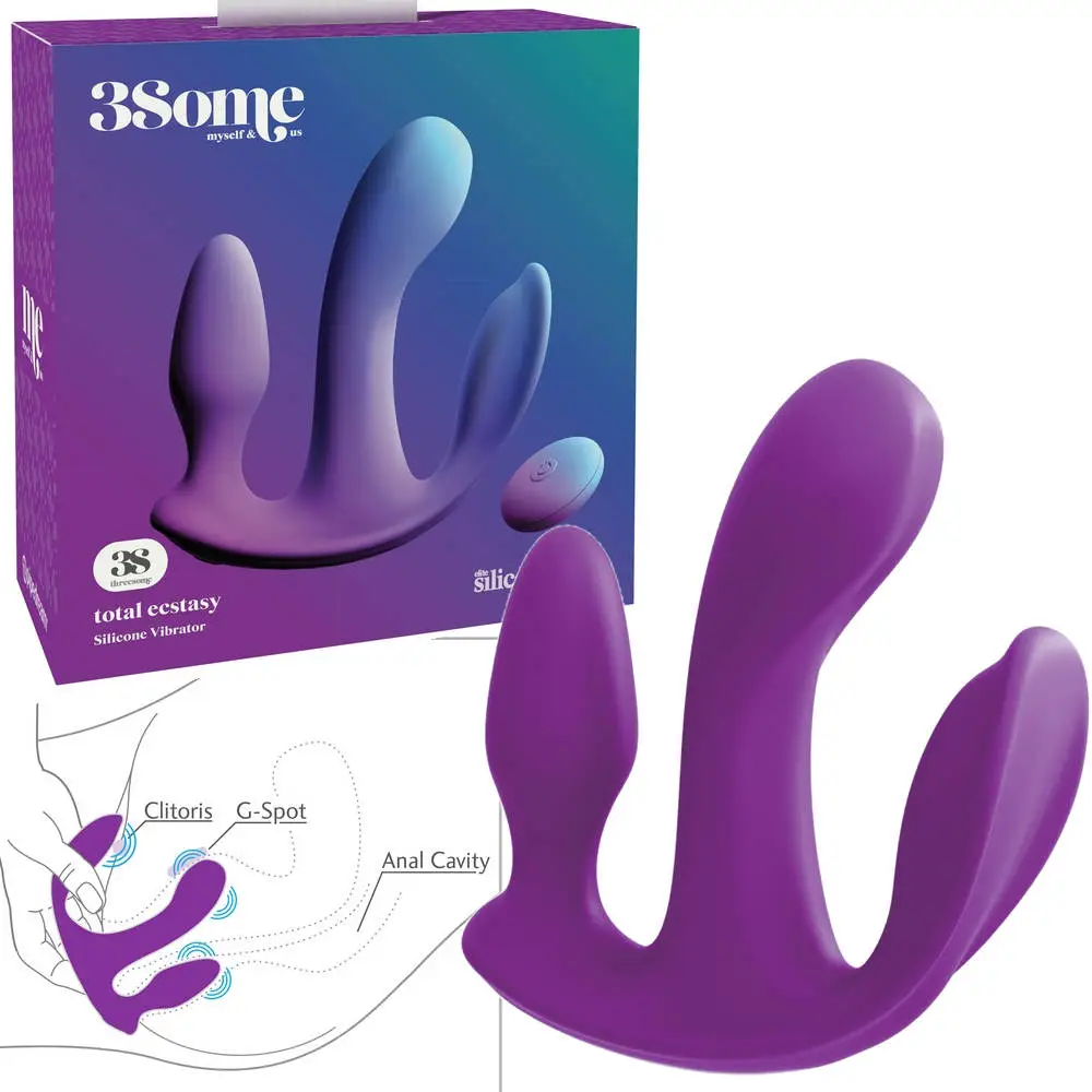 Total Ecstasy – Vibrateur Triple Stimulation Rechargeable à Distance – 3Some 1 Total Ecstasy – Vibrateur Triple Stimulation Rechargeable à Distance – 3Some