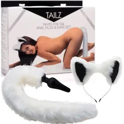 White Fox Tail Anal Plug And Ears Set – Ensemble De Renard Blanc – Tailz